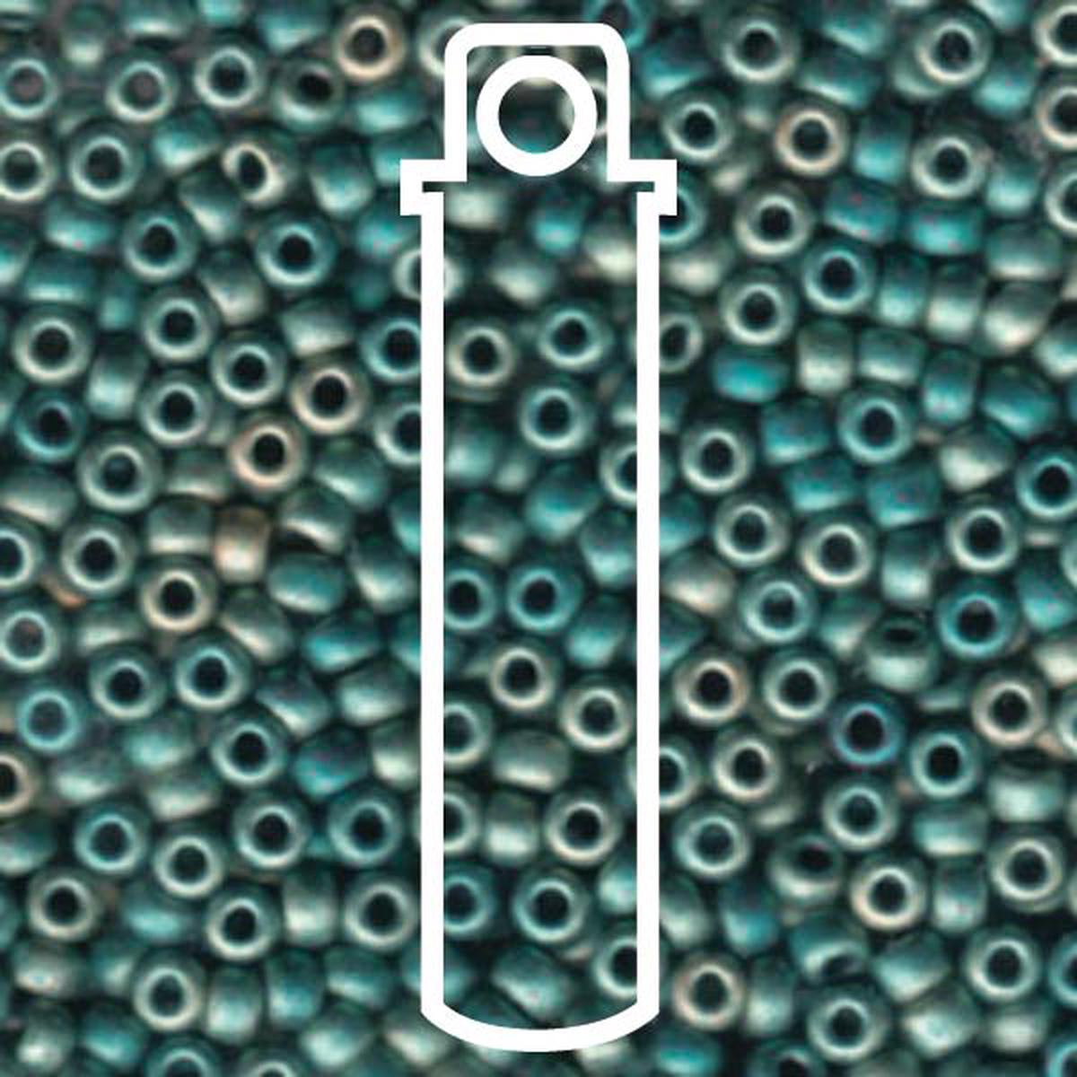 Seed Bead (MIYUKI 6/0)  Round.  (Met Matte Green Iris)  20gm tube.