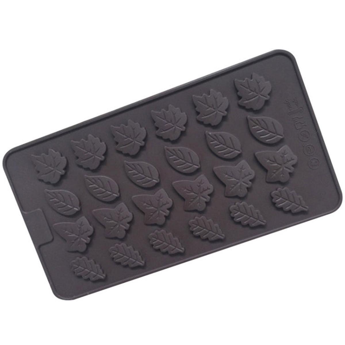 24 Grids Tree Leaf Silicone Chocolate Mould DIY Handmade Soap Mold(Chocolate Color)