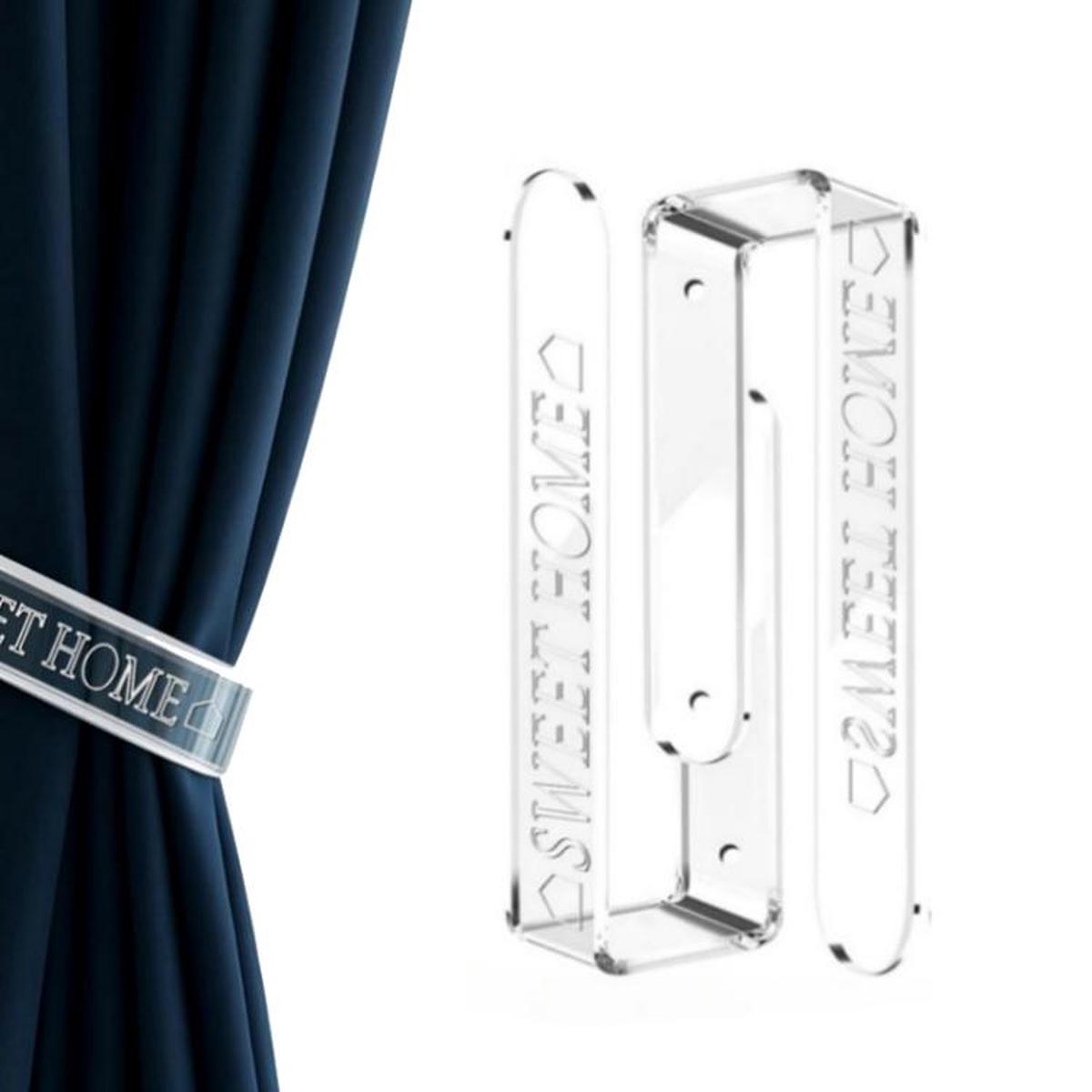 1 Pair/Pack Clear Acrylic Curtain Tieback Holder Curtain Clips, Support Drill-free and Drilled Installation(Transparent)