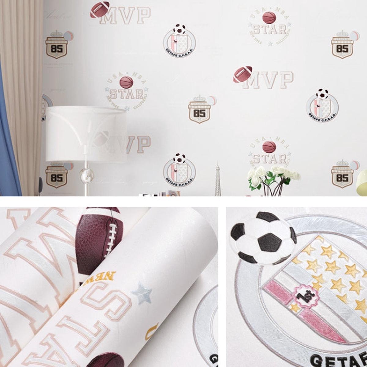 0.53 x 3m 3D Stars Moon Self-Adhesive Wallpaper Mediterranean Children Wall Sticker(3005 Beige)