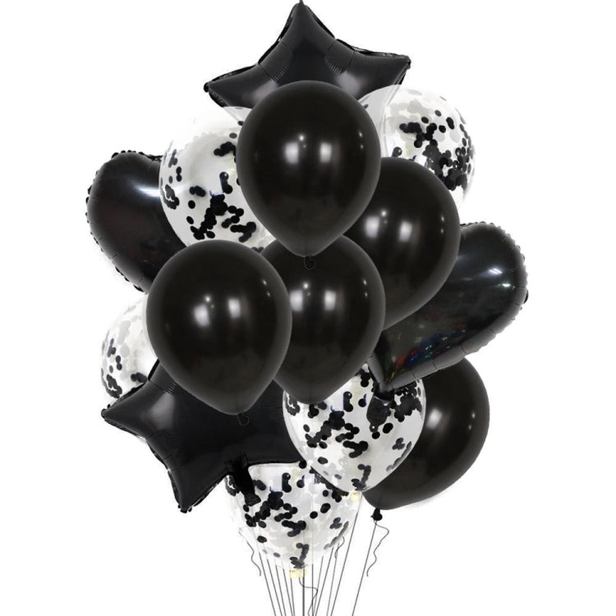 1 Set 18 Inch Aluminum Pearl Sequins Balloon Set Party Decoration Holiday Decoration(Black)