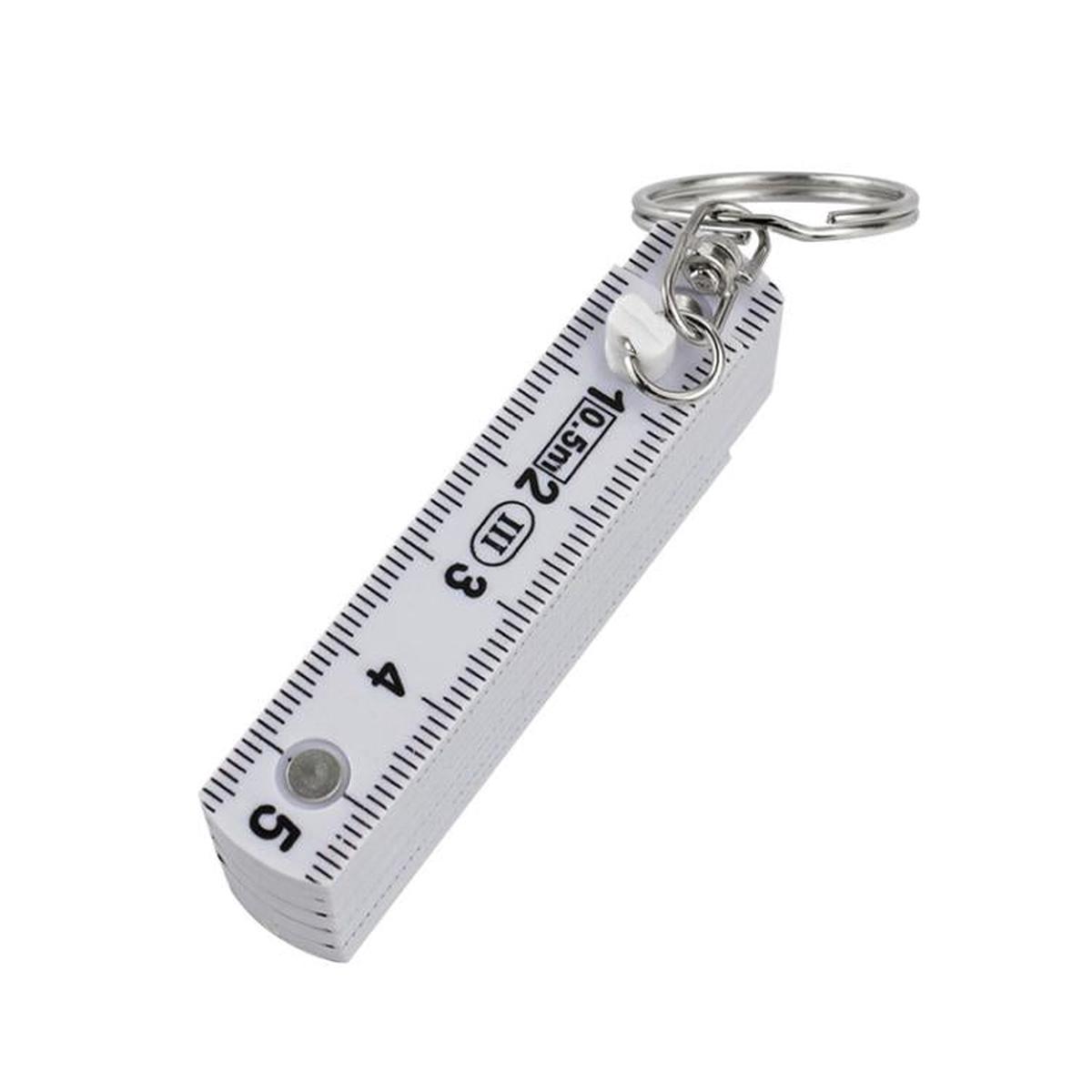 0.5m 10-fold Drawing Measuring Plastic Folding Ruler Portable Keychain(White)