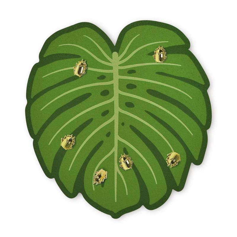 Monstera Leaf & Beetle Corkboard/Push Pin Set