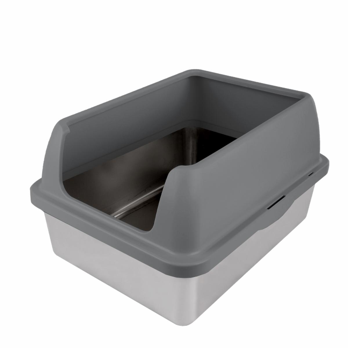 afp Go Fresh Enclosed Stainless Steel Cat Litter Box Grey