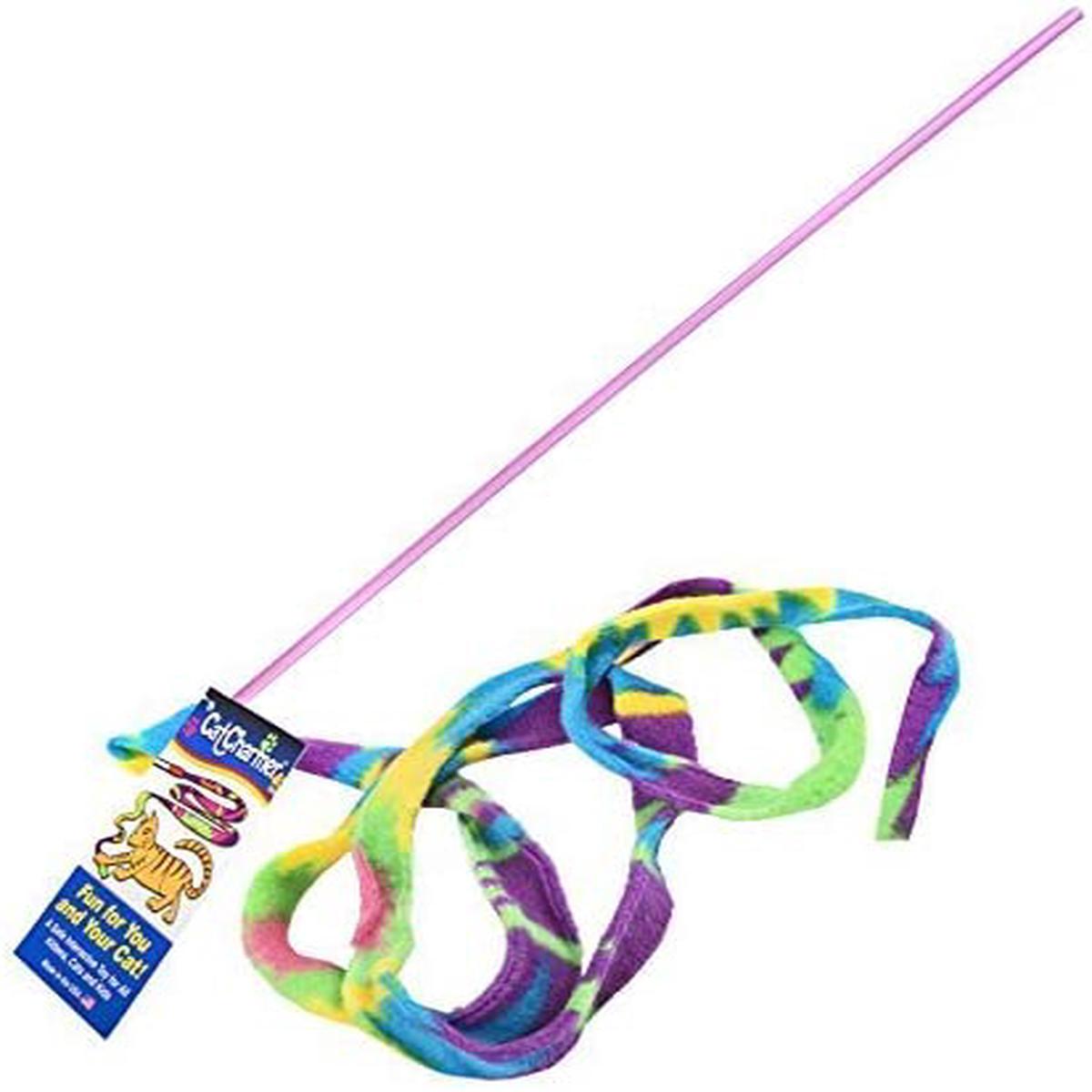 2 Pack CAT DANCER Cat Charmer Colorful Ribbon Exercise Toy- 2 Pack Tie Dye
