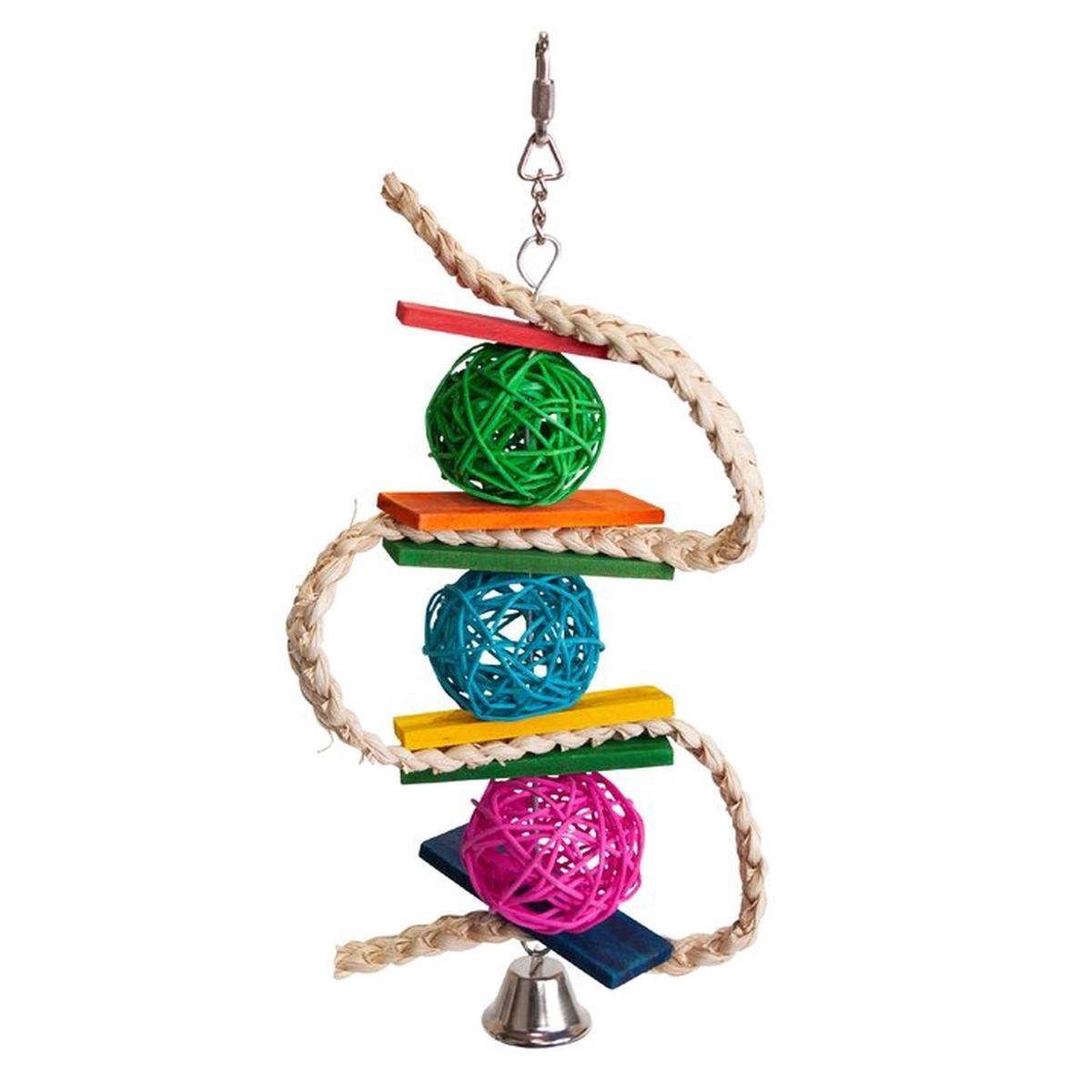 Kazoo Bird Toy Wicker Ball & Bell Snake Large