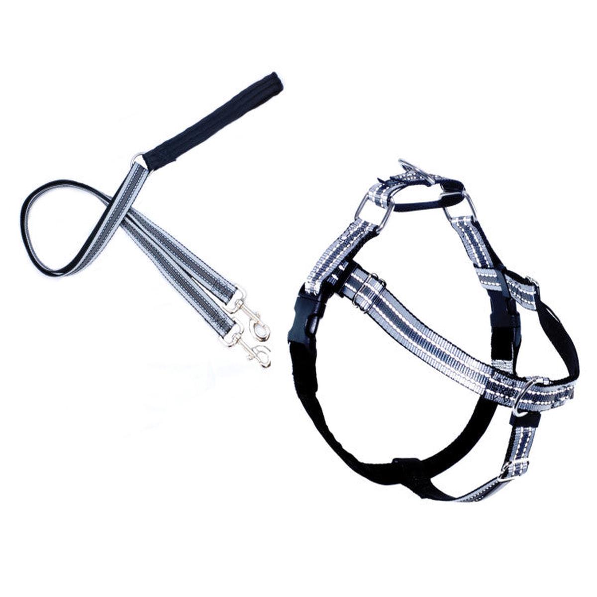 2 Hounds : REFLECTIVE FREEDOM NO-PULL HARNESS AND LEASH - BLACK / MEDIUM