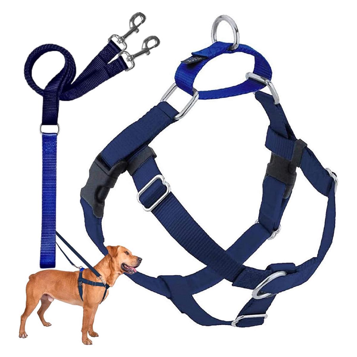 2 Hounds Design Freedom No Pull Dog Harness, Adjustable Harness and Leash Set, Easy Walking & Comfortable Control, Fits Small, Medium & Large Dogs, Solid Colors, Made in USA, 5/8