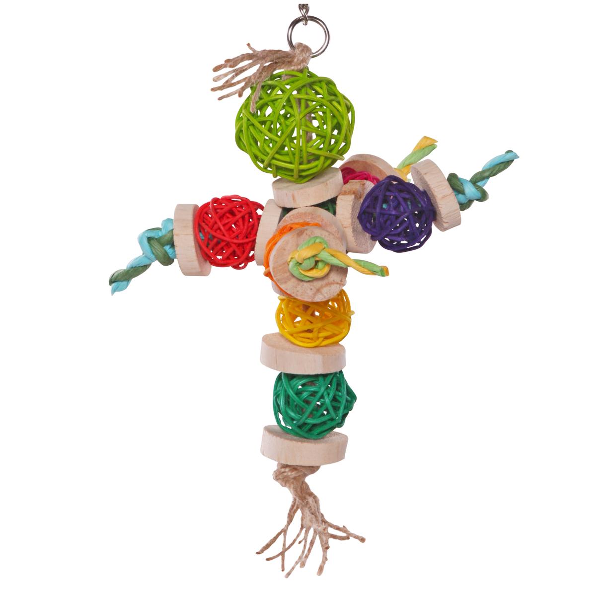 Kazoo Bird Toy Colourful Wicker Ball Small