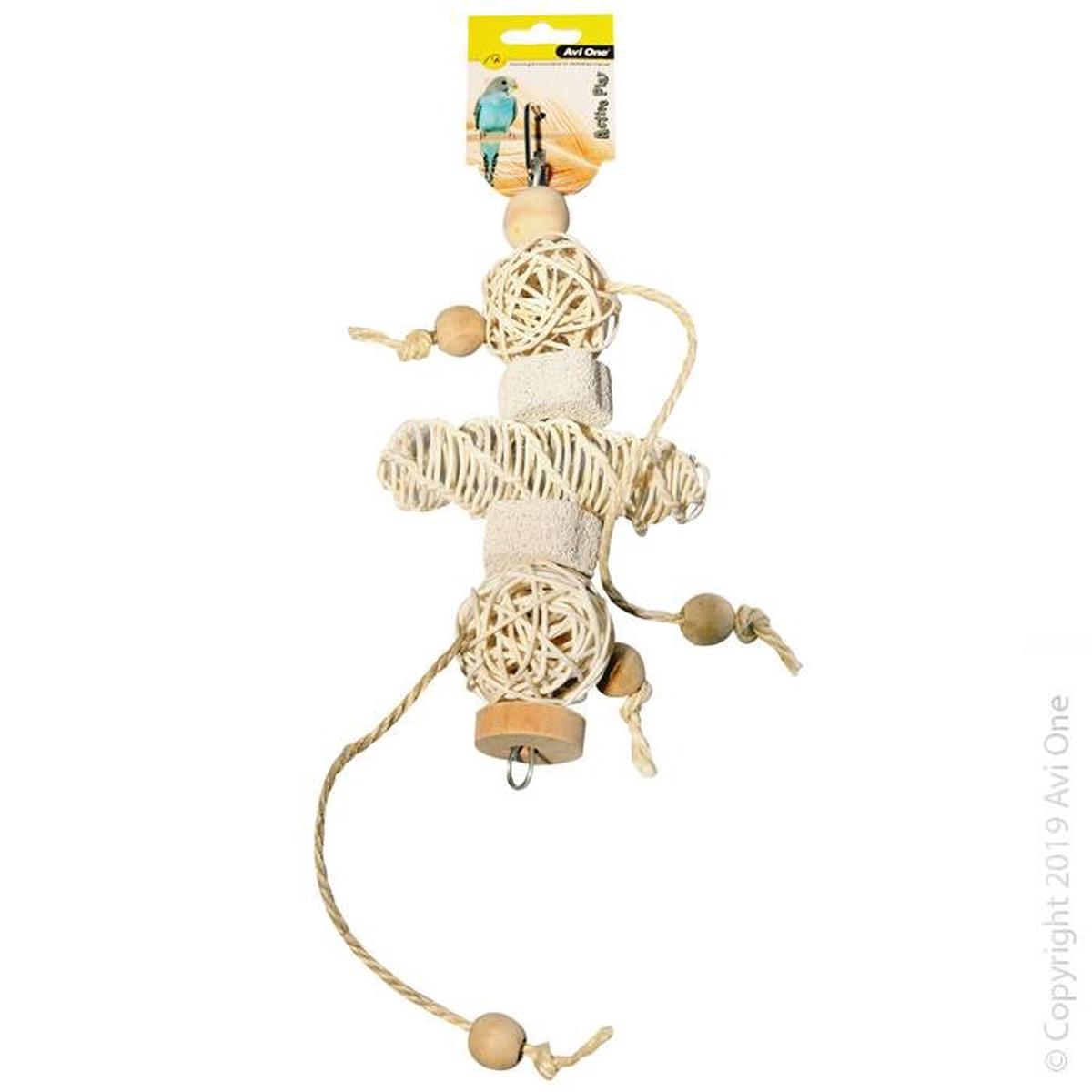 Avi One Bird Toy Rattan Balls Wooden Beads & Pumice